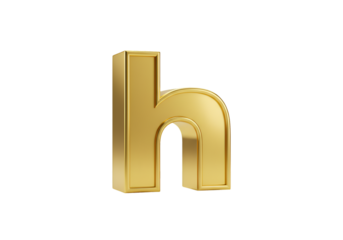 Gold Letter h isolated on Black Background 3D Render of Alphabet