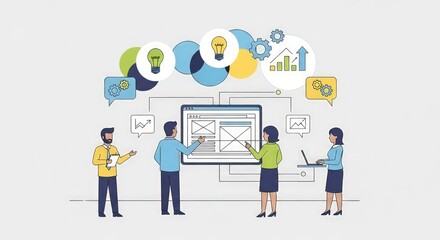 Creative Business Team Brainstorming and Sharing Ideas, Business Strategy Meeting Presentation