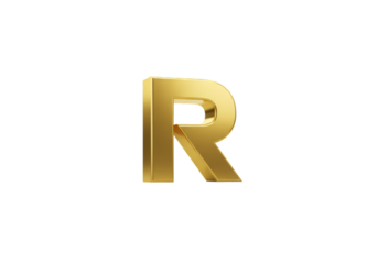 Gold Letter R 3D Illustration Isolated on Black Background a Shiny Alphabet
