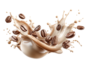 Coffee drink splash with beans