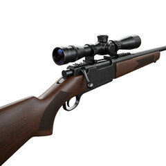Isolated Realistic Rifle with Scope on Transparent Background