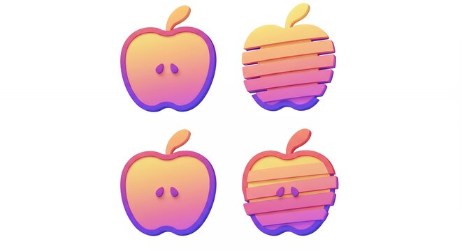 Four colorful gradient apple halves illustrations - Powered by Adobe
