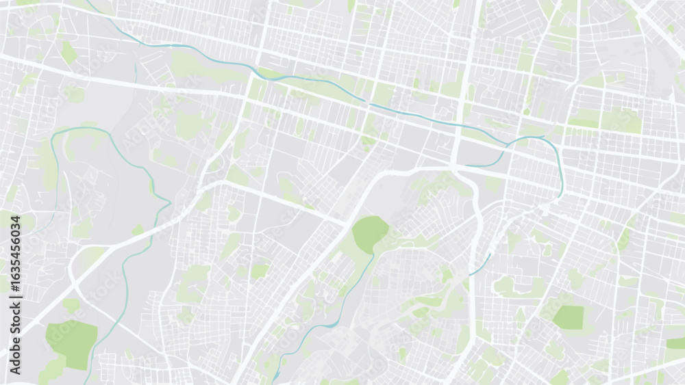 Poster vector aerial view of a city map with a river running through it and green spaces scattered around t