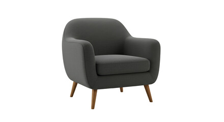 Gray Armchair With Wooden Legs Isolated on Transparent Background Photo