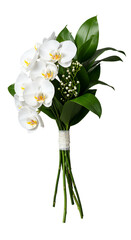 Obraz premium Isolated Photo of White Orchid Bouquet on Transparent Background