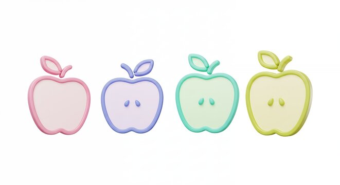 Four pastel colored apples graphic design