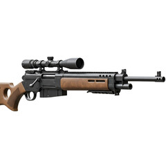 Isolated Photo Realistic Rifle With Brown And Black Design On Transparent Background