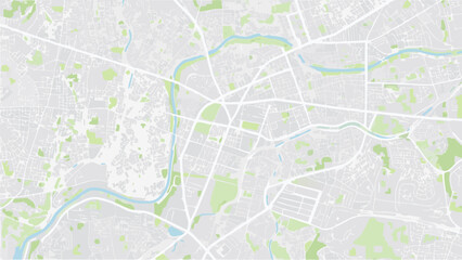 Fototapeta premium Vector detailed abstract city map illustration with light gray streets and green spaces in a modern design