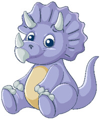 Cute Cartoon Triceratops in Pastel Colors