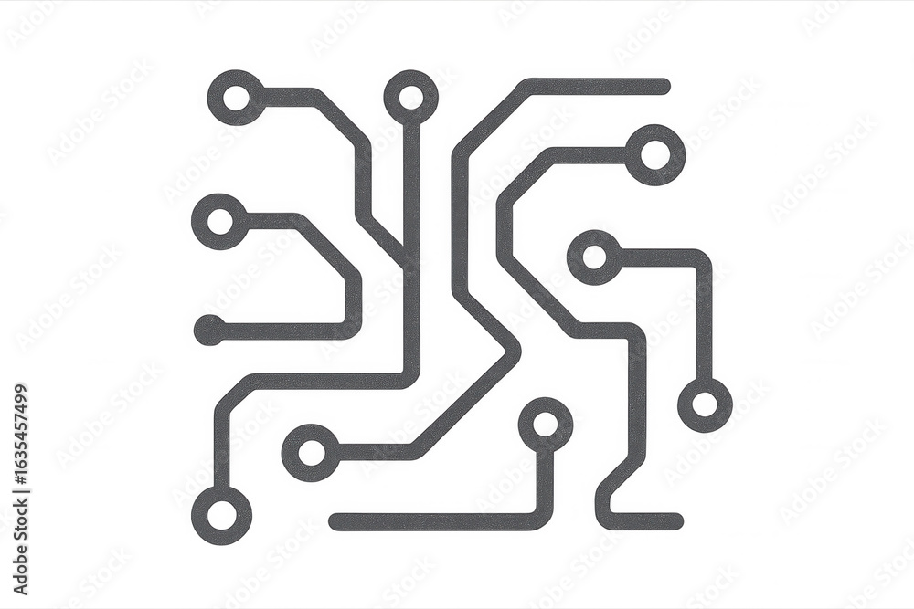 Poster intricate electronic circuit board pattern connecting dots, symbolizing technological innovation and