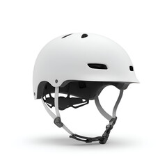Fototapeta premium Isolated White Bicycle Helmet Frontal View on White Background