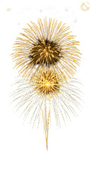Golden Fireworks Display Against Black Isolated Background Illustration
