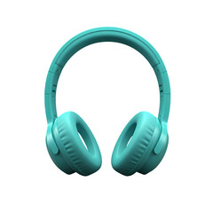 Isolated Turquoise Headphones on Black Transparent Background Photo