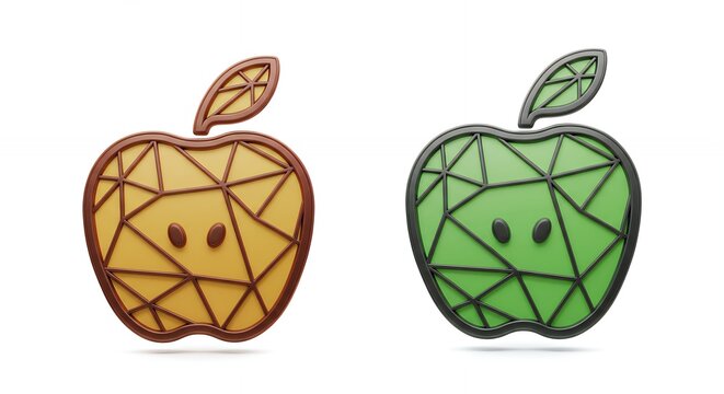 Two colorful geometric apples design
