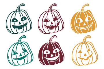 set of Pumpkin silhouette vector illustration