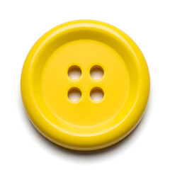 Isolated Yellow Button Macro Photo on White Background