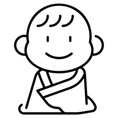 Baby With Towel Line Icon