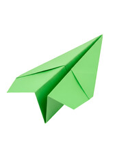 Green Paper Airplane Origami Isolated On Transparent Background Illustration