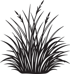 Black and white wild grass tuft silhouette
