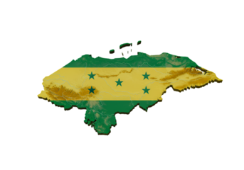 Honduras Flag Relief Map Isolated On A Black Background PNG Illustration