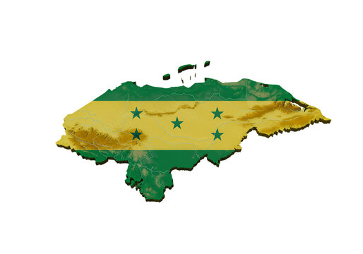 Honduras Flag Relief Map Isolated On A Black Background PNG Illustration - Powered by Adobe
