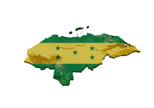 Honduras Flag Relief Map Isolated On A Black Background PNG Illustration - Powered by Adobe