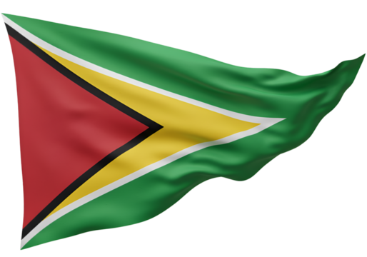 Guyana Flag Waving Illustration With Green Red and Yellow Colors on Transparent Background