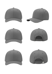 Grey Baseball Cap Mockup Isolated on Transparent Background 3D Render