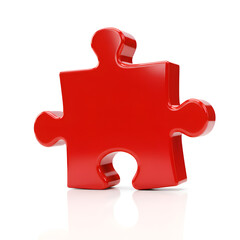 Isolated Red Puzzle Piece Illustration on White Background a Concept