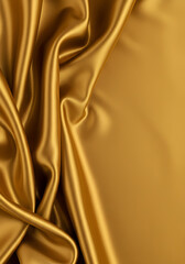 Fototapeta premium Golden Silk Fabric Illustration with Elegant Wavy Texture and Smooth Surface