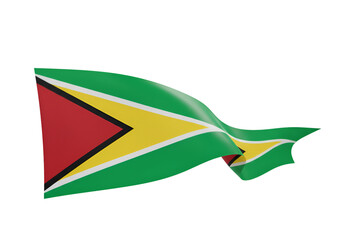 Guyana Flag Waving on Transparent Background Abstract 3D Illustration