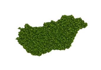 Green Leafy Hungary Map Illustration on Isolated Black Background