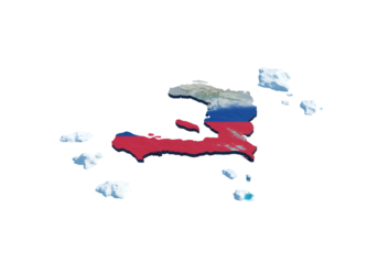 Haiti Map Isolated On Transparent Background With Nation Flag Style 3D Render