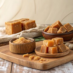 Healthy jaggery still life arrangement image