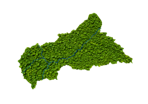 Green Leaf Map of Central African Republic Isolated on Black Background Illustration - Powered by Adobe