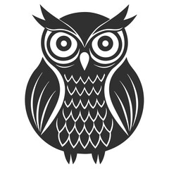 owl on branch silhouette vector illustration