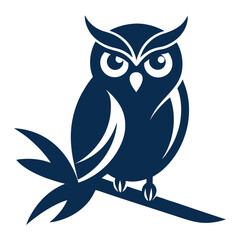 owl on branch silhouette vector illustration