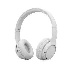 Isolated Photo of White Wireless Headphones with Transparent Background