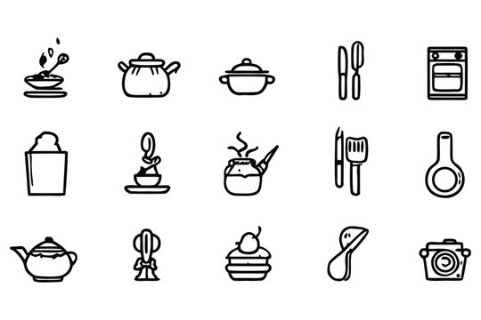 Modern Kitchen Equipment Vector Icon Pack