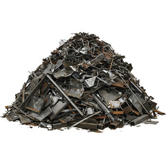 Isolated Scrap Metal Pile On Transparent Background Photo