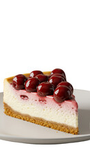 Isolated Slice of Cherry Cheesecake Dessert on Plate Photo