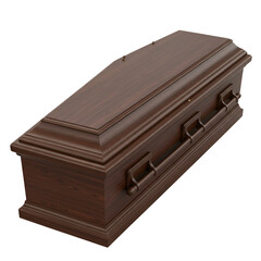 Isolated Wooden Coffin with Handles on Transparent Background Photo