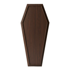 Isolated Wooden Coffin With Textured Brown Wood And Shadow on Transparent Background Illustration