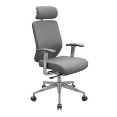 Modern Gray Ergonomic Office Chair Isolated Against Transparent Background