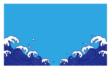 Naklejka premium 高波のイラスト背景素材