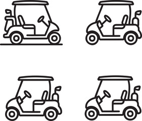 Fototapeta premium Set of Golf Cart Outline vector illustration isolated On Transparent Background