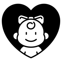 Baby Girl with Love Black Fill Icon