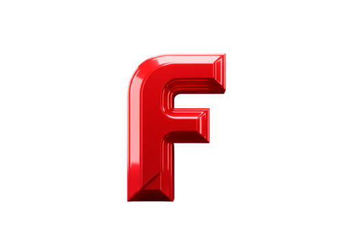 Isolated 3D Glossy Red Letter F Against a Black Background - Powered by Adobe
