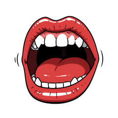Fototapeta premium Illustration Of A Red Open Mouth With White Teeth On Transparent Background