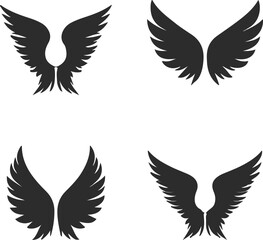 Collection of angel wing silhouettes various designs vector illustration concepts